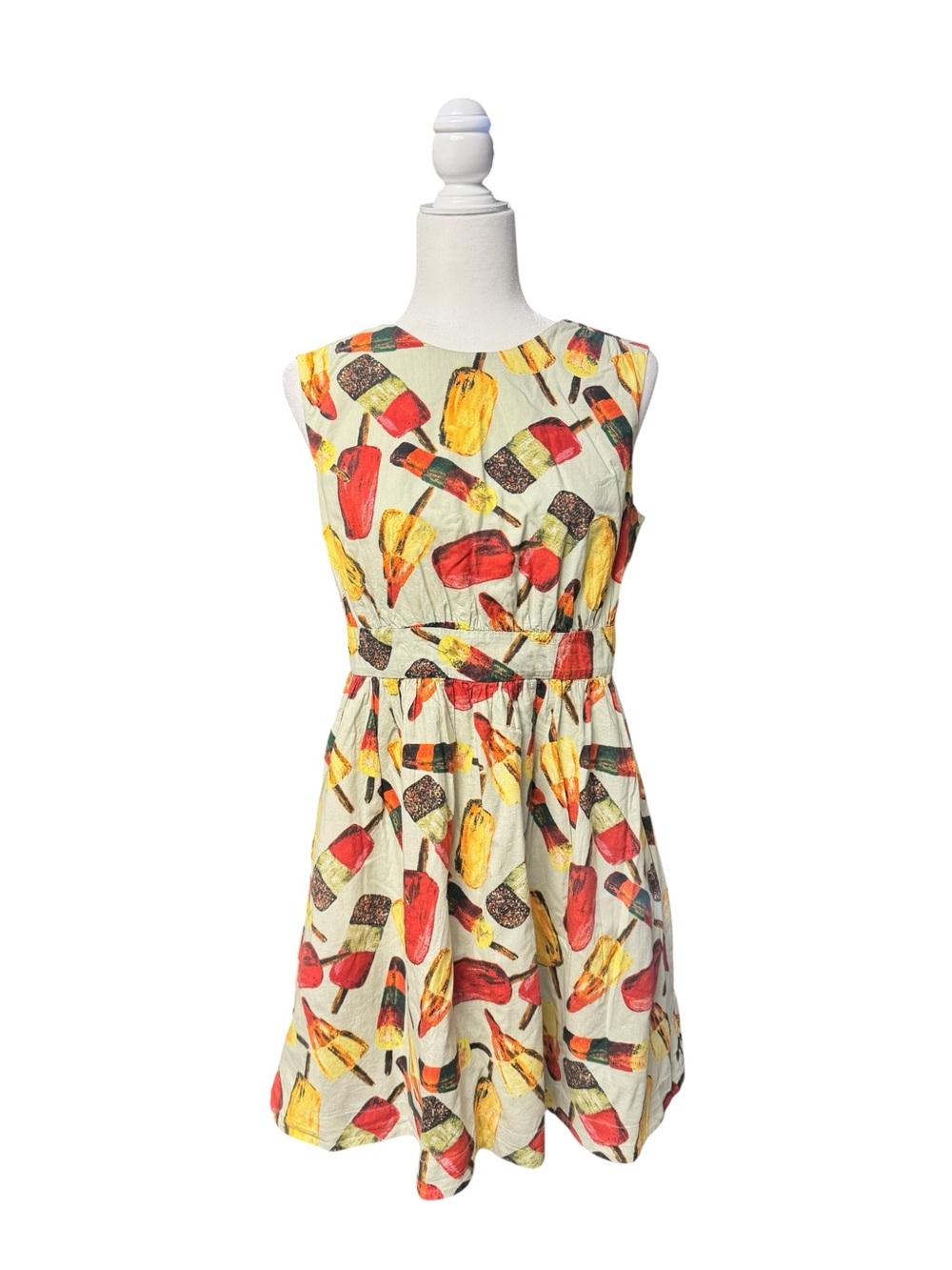 Emily and fin Sleeveless Mini cotton Dress Red & Yellow Popsicle Print size med